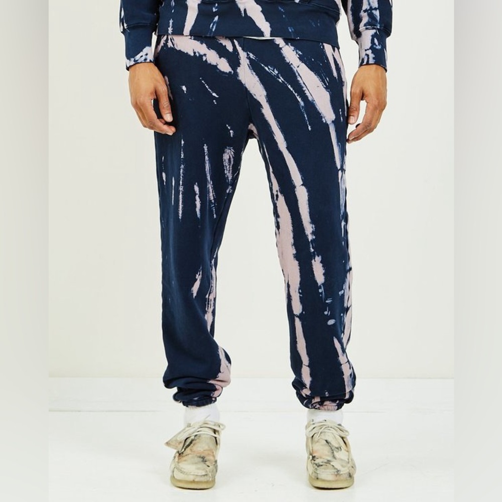 Les Tien Classic Sweatpants Men M Navy Tie Dye Cinched